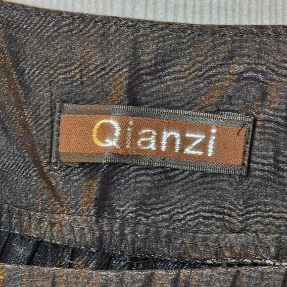 Qianzi 2pc Set L Black Tan Embroidered 65/35 Cotton Blend Desi Fusion Ethnic - Picture 2 of 13